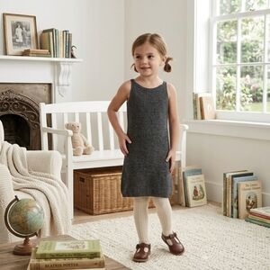 Abercrombie Kids Girl's Sleeveless Knit Crochet Dress Size 9/10 Medium Gray EUC